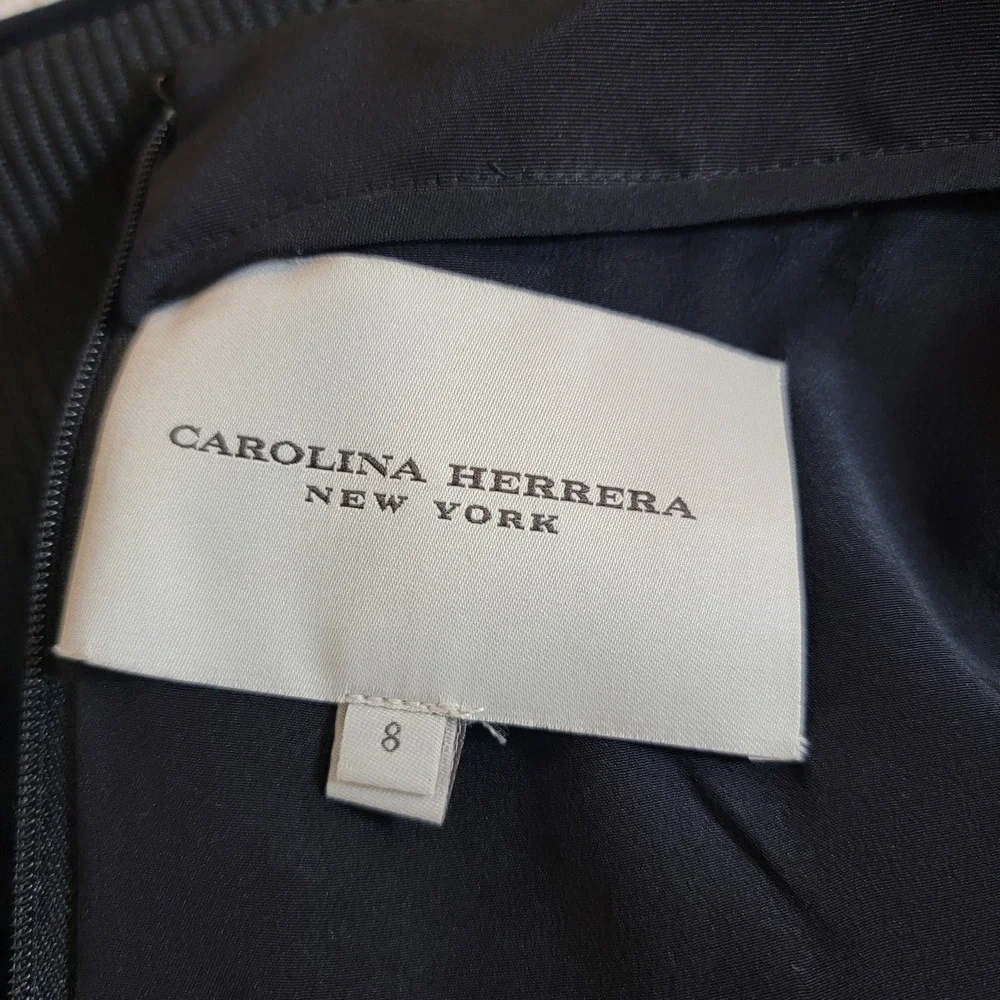 Carolina‎ Herrera Black Silk Lined Puff Balloon Bell Sleeve Knee Length USA Sz 8